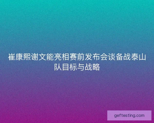 崔康熙谢文能亮相赛前发布会谈备战泰山队目标与战略
