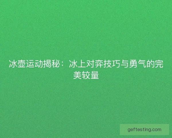 冰壶运动揭秘：冰上对弈技巧与勇气的完美较量
